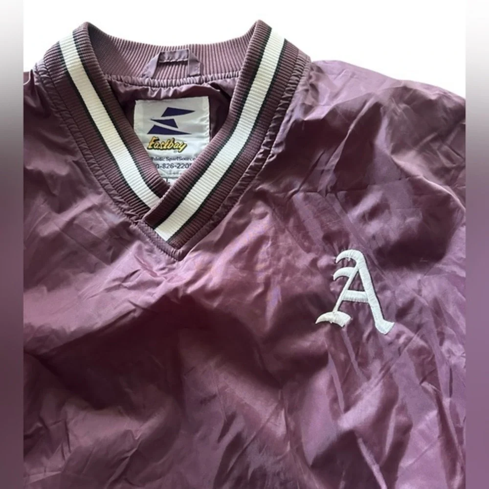 Vtg Vintage 90s Eastbay Pullover Jacket - Mens Size Large - Maroon Embroidered A